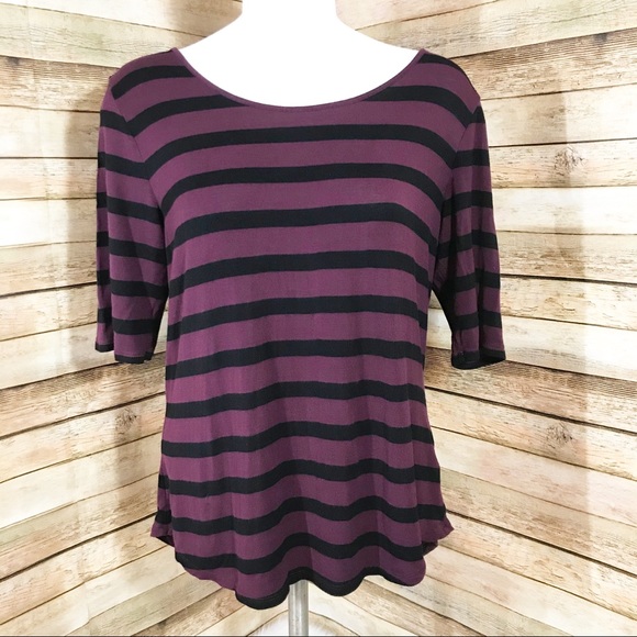 a.n.a Tops - A.n.a. Black and purple striped shirt